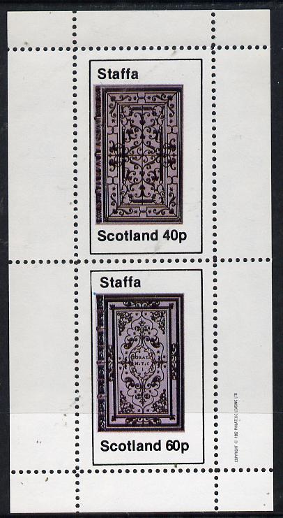 Staffa 1982 Ornate Book Covers #2 perf set of 2 (40p & 60p), stamps on books   literature