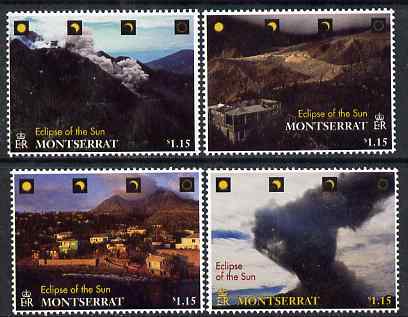Montserrat 1998 Total Eclipse of the Sun perf set of 4 unmounted mint, SG 1104-7, stamps on space, stamps on eclipse, stamps on volcanoes, stamps on disasters, stamps on 