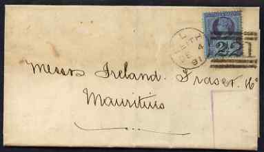 Great Britain 1891 wrapper Leith to Mauritius bearing Jubilee 2d, stamps on , stamps on  qv , stamps on 