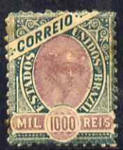 Brazil 1894 Mercury 1000r perf 11 mounted mint few minor perf faults, SG132 cat 5, stamps on 
