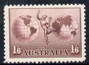Australia 1934 Hermes 1s6d no wmk fresh mounted mint well centred, SG 153 cat \A342, stamps on 