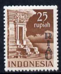 Indonesia - Riau-Lingga 1954 Temple at Panahan 25r red-brown overprinted RIAU unmounted mint as SG 22, stamps on temples, stamps on churches, stamps on buildings