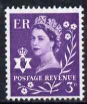 Great Britain Regionals - Northern Ireland 1958-67 Wilding 3d deep lilac wmk Crowns unmounted mint SG NI1, stamps on 