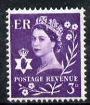 Great Britain Regionals - Northern Ireland 1958-67 Wilding 3d deep lilac wmk Crowns centre phosphor band unmounted mint SG NI1p, stamps on 