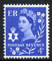Great Britain Regionals - Northern Ireland 1958-67 Wilding 4d ultramarine wmk Crowns 2 phosphor bands unmounted mint SG NI2p, stamps on 