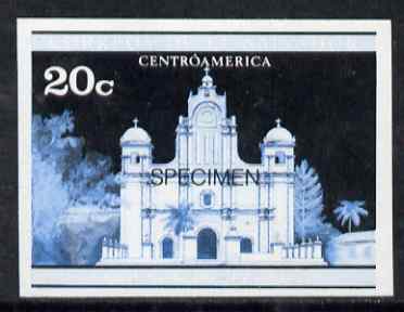 El Salvador 1971 Churches 20c imperf proof in blue & black colours only optd SPECIMEN, as SG 1370 unmounted mint, stamps on , stamps on  stamps on churches, stamps on  stamps on religion, stamps on  stamps on 