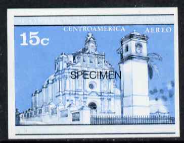 El Salvador 1971 Churches 15c imperf proof in blue & black colours only optd SPECIMEN, as SG 1372 unmounted mint, stamps on churches, stamps on religion, stamps on 