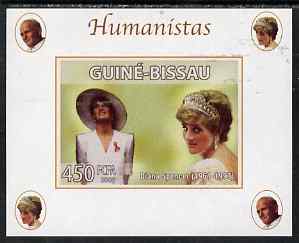 Guinea - Bissau 2008 Humanists - Princess Diana individual imperf deluxe sheet unmounted mint. Note this item is privately produced and is offered purely on its thematic ..., stamps on personalities, stamps on human rights, stamps on diana, stamps on royalty, stamps on pope, stamps on 