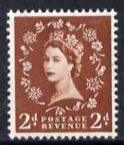 Great Britain 1958-61 Wilding Crowns graphite 2d unmounted mint SG590, stamps on wildings