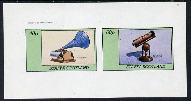 Staffa 1982 Inventions (Phonograph & Telescope) imperf  set of 2 values (40p & 60p) unmounted mint, stamps on science, stamps on music, stamps on telescopes, stamps on inventions, stamps on newton