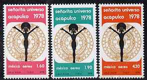 Mexico 1978 Miss Universe Contest set of 3 unmounted mint SG 1441-43, stamps on fashion, stamps on women