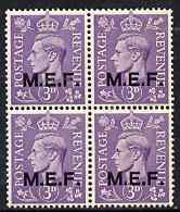 British Occupations of Italian Colonies - MEF 1943-47 KG6 3d pale violet block of 4 unmounted mint SG M14, stamps on , stamps on  kg6 , stamps on 