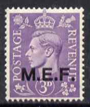 British Occupations of Italian Colonies - MEF 1943-47 KG6 3d pale violet unmounted mint SG M14, stamps on , stamps on  kg6 , stamps on 
