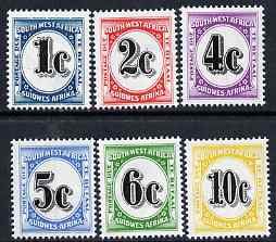 South West Africa 1961 Postage Dues complete set of 6 unmounted mint, SG D57-62 , stamps on 