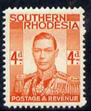 Southern Rhodesia 1937 KG6 def 4d red-orange unmounted mint, SG45, stamps on , stamps on  kg6 , stamps on 