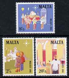 Malta 1981 Christmas set of 3 unmounted mint, SG 683-5, stamps on christmas