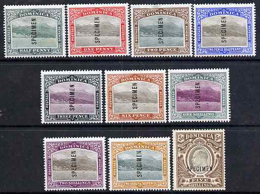 Dominica 1903 Roseau set complete overprinted SPECIMEN, mounted mint with gum and only about 400 sets produced, SG 27s-36s, stamps on xxx