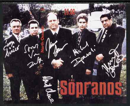 North Ossetia Republic 2000 The Sopranos rouletted m/sheet unmounted mint, stamps on personalities, stamps on movies, stamps on films, stamps on  tv , stamps on mafia