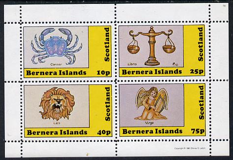 Bernera 1981 Signs of the Zodiac (Cancer, Libra, Leo & Virgo) perf  set of 4 values (10p to 75p) unmounted mint, stamps on , stamps on  stamps on space, stamps on astrology, stamps on zodiac, stamps on astronomy, stamps on  stamps on zodiacs