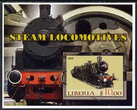 Liberia 2005 Steam Locomotives #03 perf m/sheet unmounted mint, stamps on , stamps on  stamps on railways