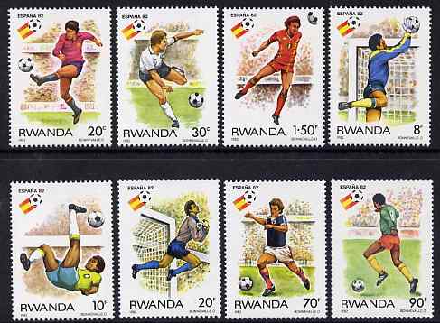 Rwanda 1982 Football World Cup perf set of 8 unmounted mint, SG 1109-16, stamps on football