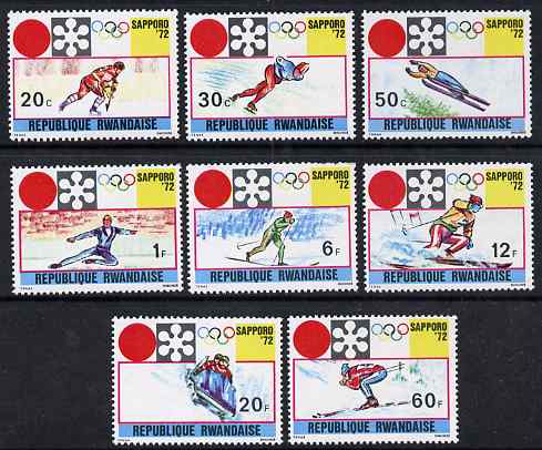 Rwanda 1972 Sapporo Winter Olympic Games perf set of 8 values unmounted mint, SG 448-55, stamps on olympics, stamps on skiing, stamps on skating, stamps on ice hockey, stamps on 