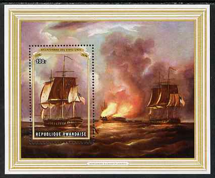 Rwanda 1976 Bicentenary of American Revolution perf m/sheet unmounted mint, SG MS 735, stamps on americana, stamps on battles, stamps on ships, stamps on arts