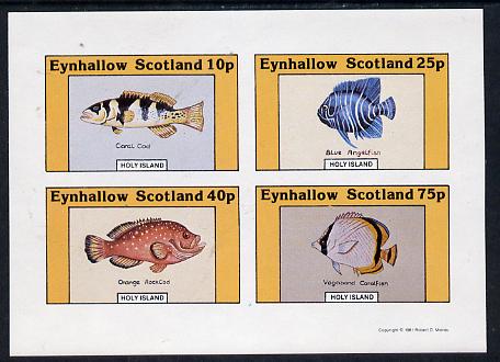 Eynhallow 1981 Fish #01 (Coral Cod, Angelfish, Rock Cod & Coralfish) imperf  set of 4 values (10p to 75p) unmounted mint, stamps on fish     marine-life