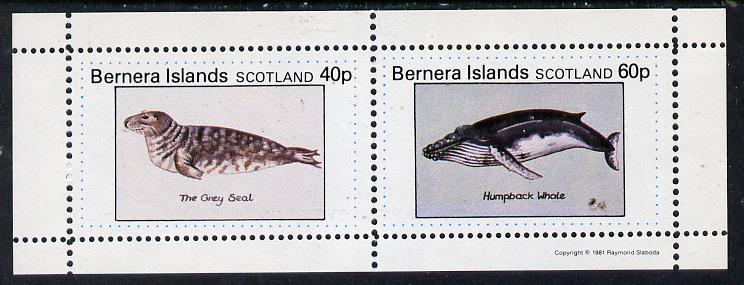 Bernera 1981 Marine Animals (Grey Seal & Humpback Whale) perf  set of 2 values (40p & 60p) unmounted mint, stamps on animals      whales   marine-life    polar