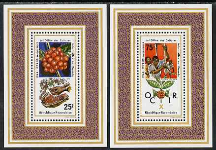 Rwanda 1975 Agricultural Labour Year perf set of 2 m/sheets unmounted mint, SG MS650, stamps on , stamps on  stamps on agriculture, stamps on  stamps on food, stamps on  stamps on farming, stamps on  stamps on coffee, stamps on  stamps on 