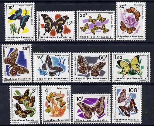 Rwanda 1965 Butterfliess perf set of 12 unmounted mint, SG 112-23, stamps on butterflies