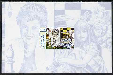 Tadjikistan 2001 Princess Diana imperf s/sheet unmounted mint, stamps on diana, stamps on royalty, stamps on chess, stamps on playing cards