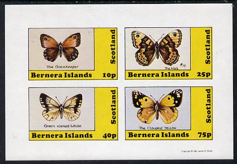 Bernera 1981 Butterflies (Gatekeeper, Clouded Yellow etc) imperf  set of 4 values (10p to 75p) unmounted mint, stamps on butterflies