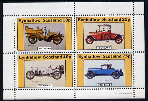 Eynhallow 1981 Vintage Cars #4 (Peugeot, Fiat, Mercedes & Chrysler) perf  set of 4 values (10p to 75p) unmounted mint, stamps on cars, stamps on mercedes