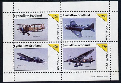 Eynhallow 1981 WW2 Aircraft (Swordfish, Dauntless, Heinkel 111 & Lysander) perf  set of 4 values (10p to 75p) unmounted mint, stamps on aviation, stamps on  ww2 , stamps on  raf , stamps on 