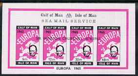 Calf of Man 1965 Churchill Memorial opt'd on Europa (single portrait on each stamp) imperf m/sheet unmounted mint (Rosen CA39LS), stamps on churchill, stamps on personalities, stamps on europa, stamps on maps