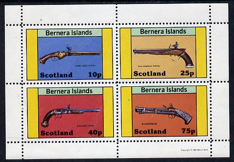 Bernera 1981 Pistols (Wheel-lock, duelling, Saw-handle & Blunderbuss) perf  set of 4 values (10p to 75p) unmounted mint, stamps on militaria, stamps on firearms