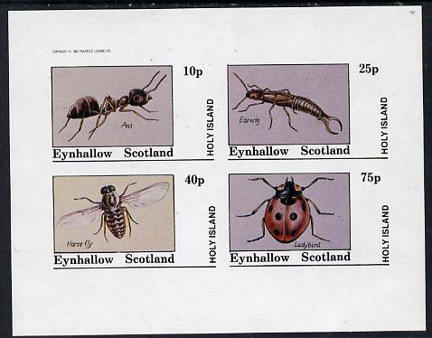 Eynhallow 1982 Insects (Ant, Earwig, Horsefly & Ladybird) imperf  set of 4 values (10p to 75p) unmounted mint, stamps on insects