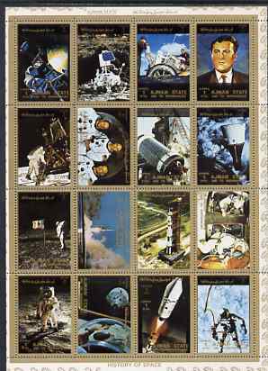 Ajman 1972 History of Space perf set of 16 unmounted mint (Mi 2637-52A), stamps on , stamps on  stamps on space