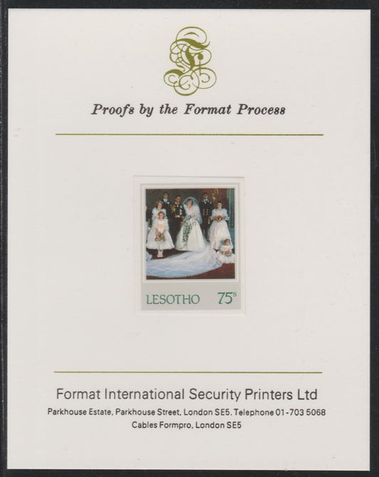 Lesotho 1982 Princess Dianas 21st Birthday 75c imperf mounted on Format International Proof Card, as SG516, stamps on royalty, stamps on diana