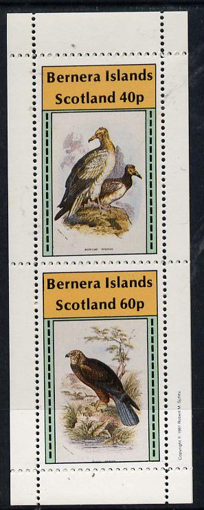 Bernera 1981 Birds of Prey perf  set of 2 values (40p & 60p) unmounted mint, stamps on , stamps on  stamps on birds, stamps on  stamps on birds of prey, stamps on  stamps on vulture