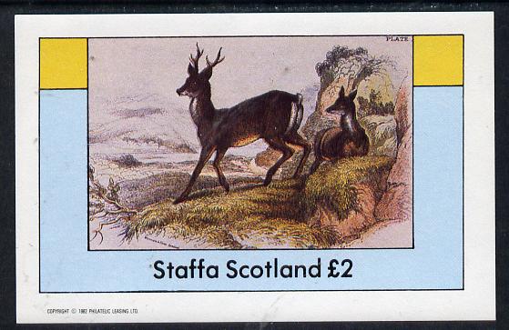 Staffa 1982 Deer imperf deluxe sheet (Â£2 value) unmounted mint, stamps on animals    deer