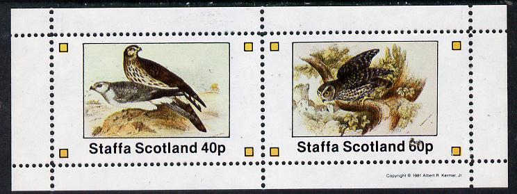 Staffa 1981 Birds of Prey #05 perf  set of 2 values (40p & 60p) unmounted mint, stamps on birds, stamps on birds of prey, stamps on owls
