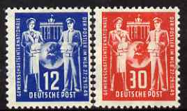 Germany - East 1949 International Postal Workers Union Congress perf set of 2 mounted mint SG E2-3, stamps on postal