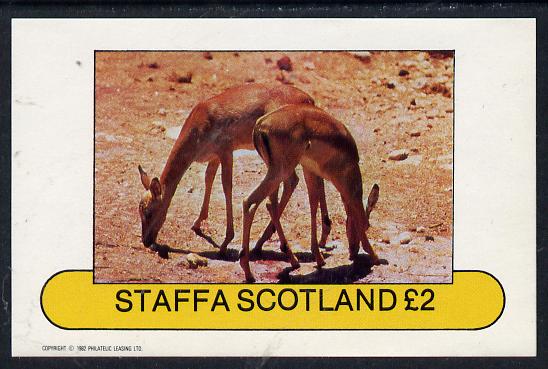 Staffa 1982 Animals (Small Deer) imperf deluxe sheet (Â£2 value) unmounted mint, stamps on animals    deer