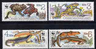 Czechoslovakia 1989 Endangered Amphibians set of 4 unmounted mint, SG2981-84, stamps on animals, stamps on reptiles, stamps on frogs, stamps on newts, stamps on wwf