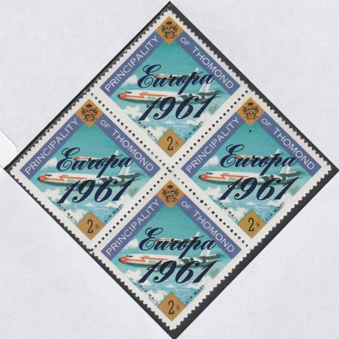 Thomond 1961 Jet Liner 2s (Diamond shaped) with 'Europa 1961' overprint unmounted mint block of 4, slight off-set from overprint on gummed side, stamps on aviation    europa  