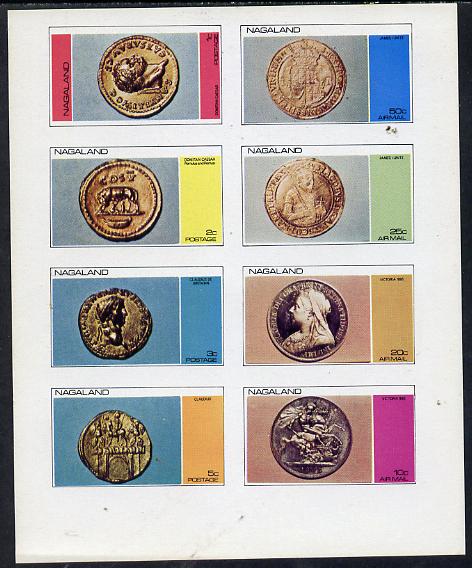 Nagaland 1973 Coins imperf  set of 8 values (1c to 50c) unmounted mint, stamps on coins