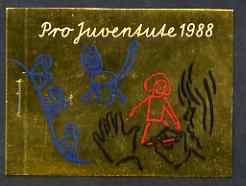 Switzerland 1988 Pro Juventute Booklet - Child Development School Age - containing 3 panes of 4  50c + 20c 'Playing triangles', cancelled to order, pristine and in platic pocket (SG JSB38), stamps on children, stamps on music