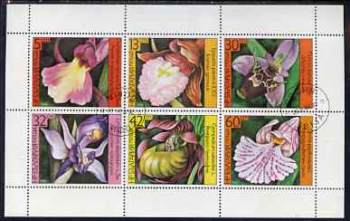 Bulgaria 1986 Orchids sheetlet containing set of 6vals fine cto used,  SG 3318-23 (MI 3441-46), stamps on flowers, stamps on orchids